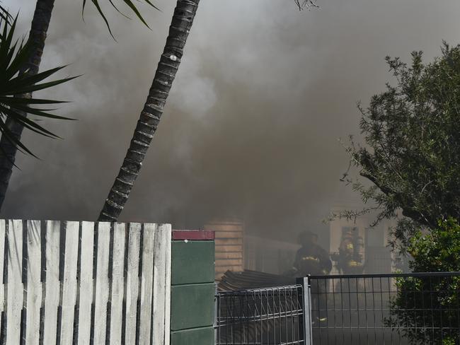 Firefighters fought the blaze that consumed a Racecourse home on Peak Downs Highway, 25 August 2021. Picture: Lillian Watkins