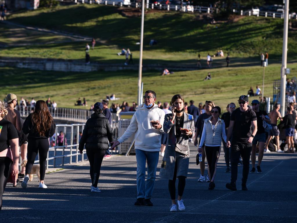 Earlier though: Sydney's Bondi Beach on the first day of the two week lockdown. Picture: Flavio Brancaleone