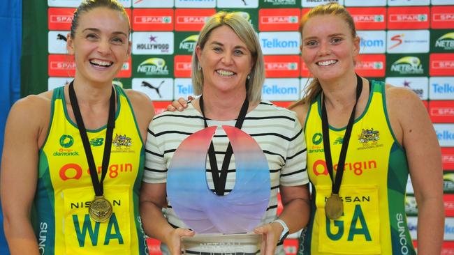 Liz Watson (captain), Stacey Marinkovich (head coach) and Stephanie Wood.