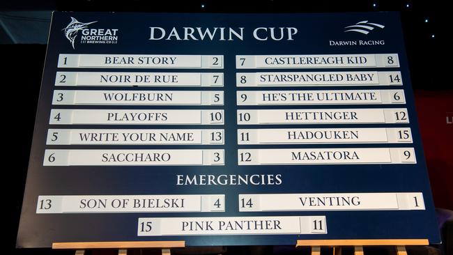 2024 Darwin Cup barrier draw. Picture: Pema Tamang Pakhrin