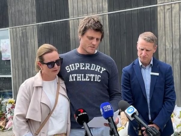 The parents of Jack Davey, Jayde and Michael Davey, with principal, Marcus Wicherat at Auburn South Primary School. Picture: Supplied