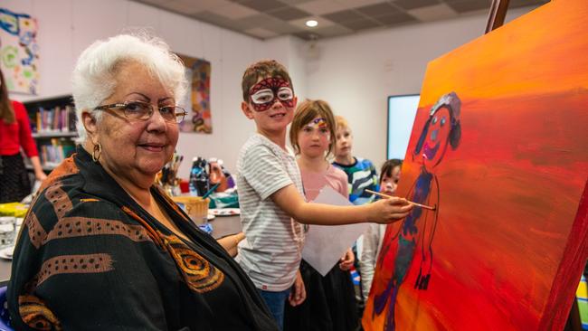 Aunty Judith-Rose Thomas at the From Our Heart to Yours school holiday program at Launceston Library, April 2022. Picture: Supplied