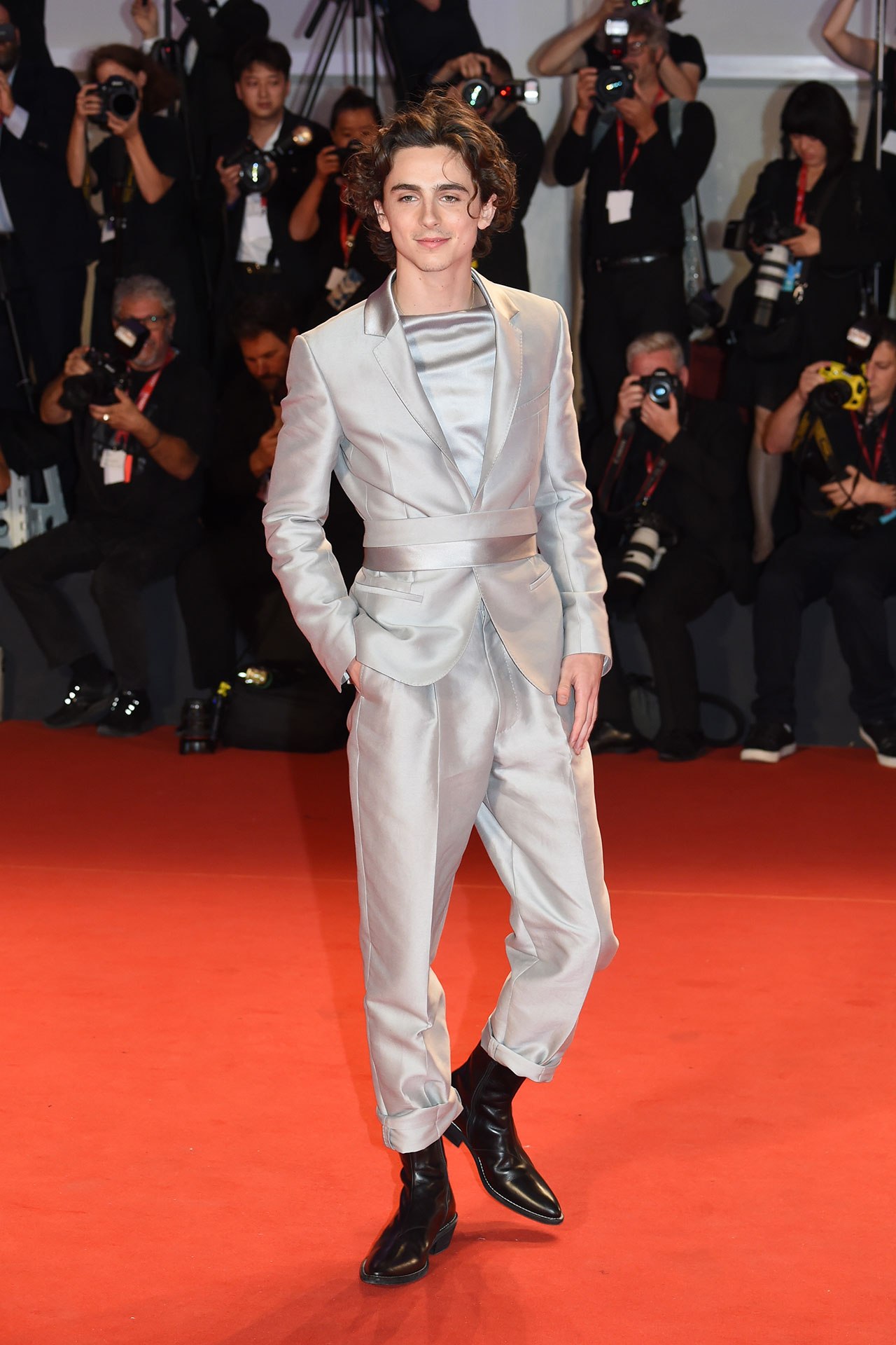 Timothée Chalamet Wore A Belted Silver Suit And Now We All Want One