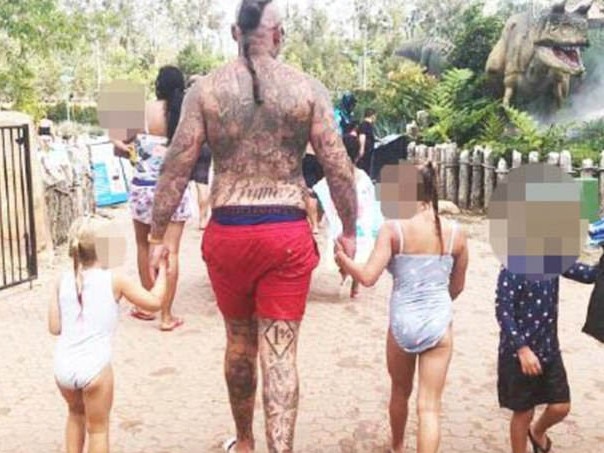 Chris Rymer visited ‘Wet’n’Wild with his family after he was granted bail because his French Bulldog was pregnant. Picture: Instagram