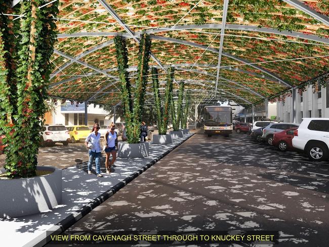 Artists impression of the vine shade structure over Cavenagh Street in Darwin. Picture: Supplued