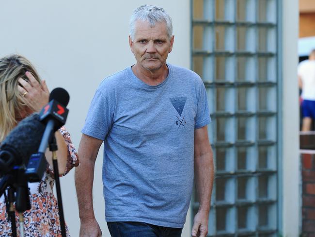 Brett Connellan’s dad Malcolm spoke about his son’s shark attack for the first time outside St George Hospital today. Picture: Toby Zerna