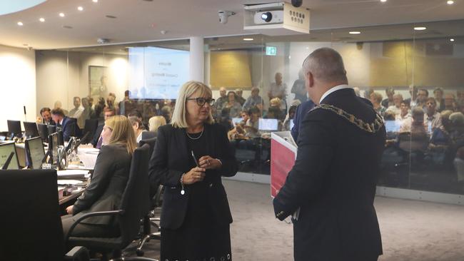 Deputy Mayor Donna Gates with Mayor Tom Tate at council. Picture Glenn Hampson