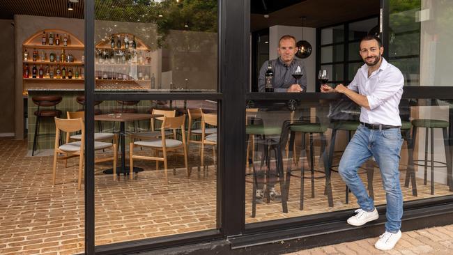 Manuel Francesconi and sommelier Alessandro Paparella at Bibo in Kent Town. Picture: Naomi Jellicoe.