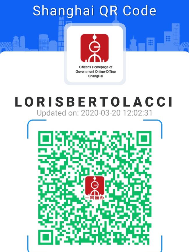 The ID that Loris Bertolacci had to use while in China lockdown.