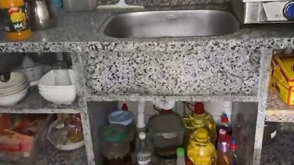 The well-equipped kitchen in one of the underground complexes where Yahya Sinwar has been hiding. Picture: IDF.