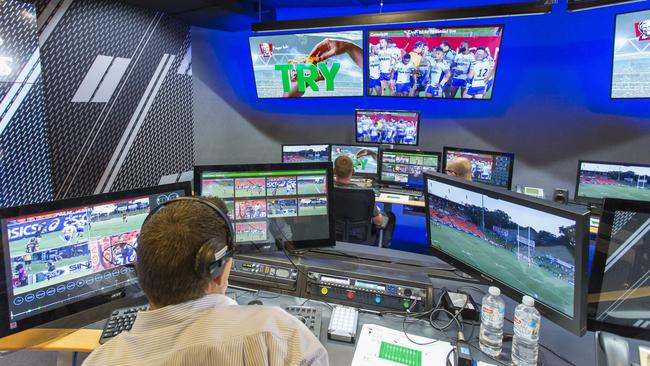 NRL Referees Bunker. Note there is a 7pm embargo on these. Please credit NRL Photos.