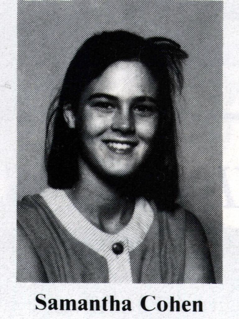 Samantha Cohen in her Brisbane All Hallows school yearbook, 1985.