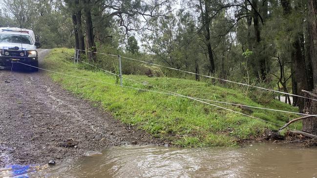 A winch line secured to the officer’s vehicle. Picture: NSW Police.