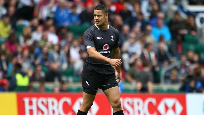 Jarryd Hayne in action for Fiji during the London Sevens clash against England.