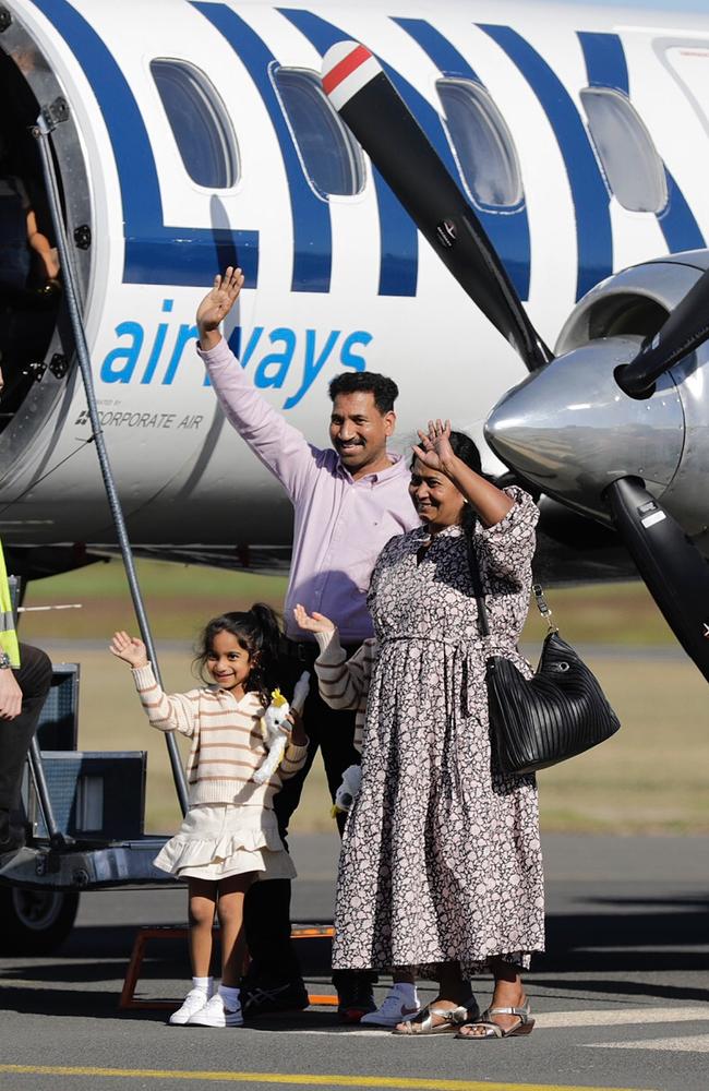 The Murugappans arrive back in Biloela. Picture: Jack Tran