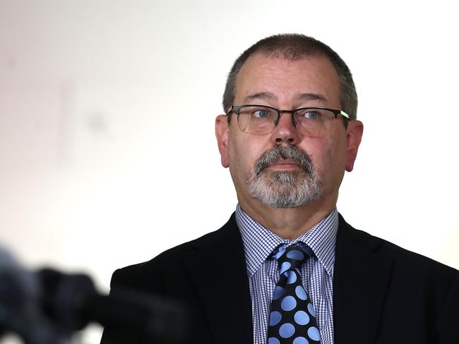 BRISBANE, AUSTRALIA - NewsWire Photos NOVEMBER 26, 2021. Acting Qld health CHO Peter Aitken speaks to the media at Parliament house in Brisbane. Picture: NCA NewsWire / Jono Searle