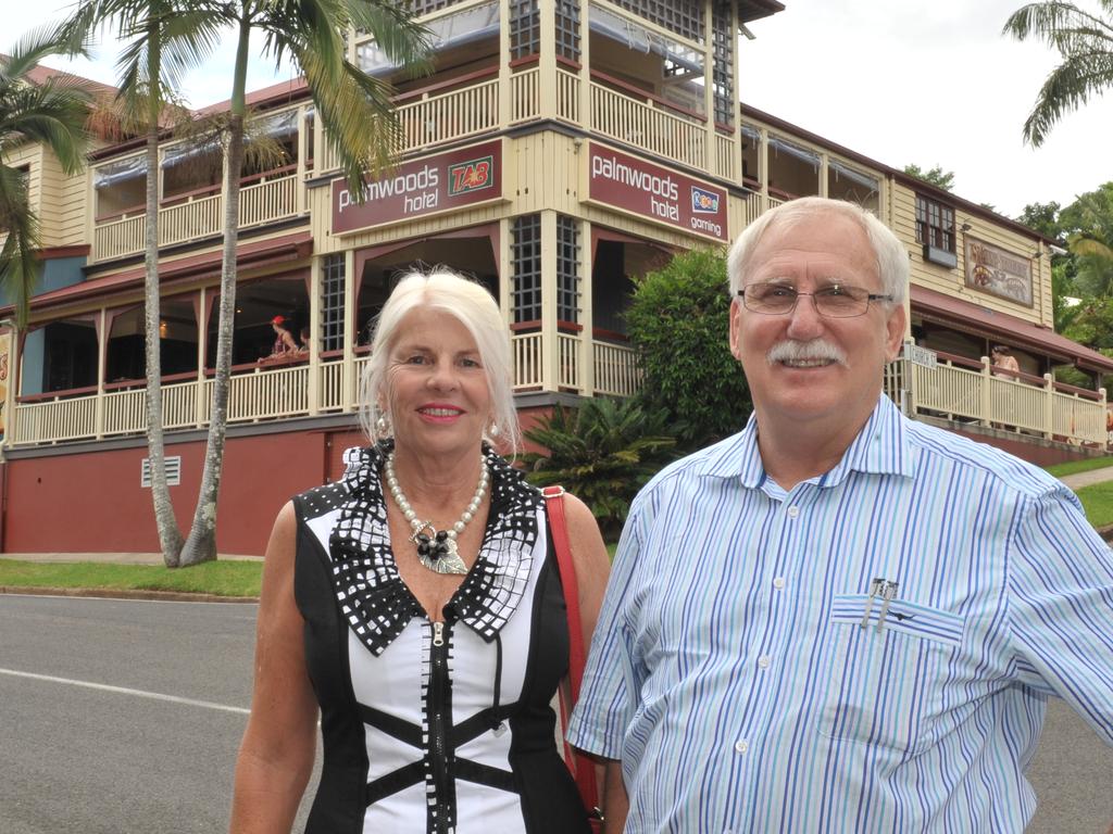 Palmwoods Hotel owners Rick and Keri Gazzard celebrate the pub’s centenary year in 2012. Picture: File