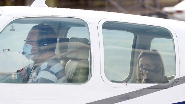 Anna Coffey left Bankstown Airport on Wednesday in a flight provided by Angel flight, flown by pilot Darren Ward. Picture: Jonathan Ng