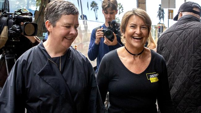 Longtime friend and supporter Tracy Chapman, right, arrives at the Kathleen Folbigg inquiry. Picture: NCA NewsWire / Dylan Coker