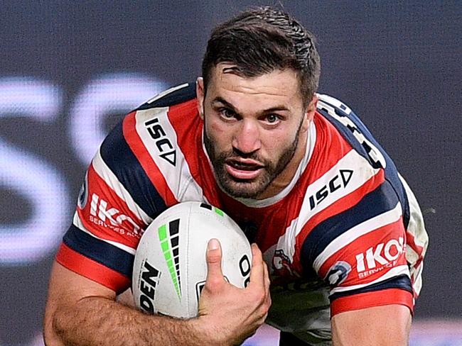 James Tedesco of the Roosters scores a try during the Round 5 NRL Match between the Canterbury Bulldogs and the Sydney Roosters at Bankwest Stadium in Sydney, Monday, June 15, 2020. (AAP Image/Dan Himbrechts) NO ARCHIVING, EDITORIAL USE ONLY