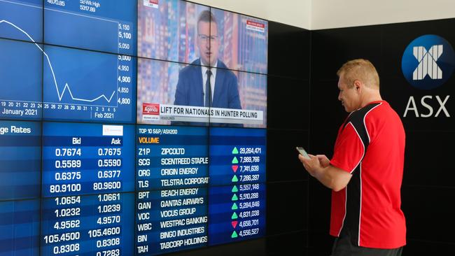 Checking stock prices at the ASX in Sydney. Picture: Gaye Gerard