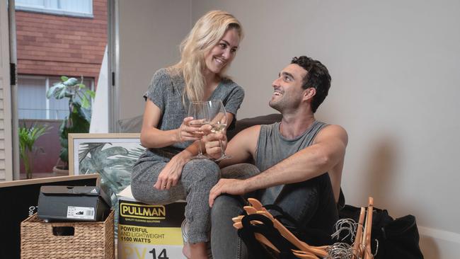 Amanda Jong and Jye Mcmurray moved into a new rental this weekend. Picture: Flavio Brancaleone