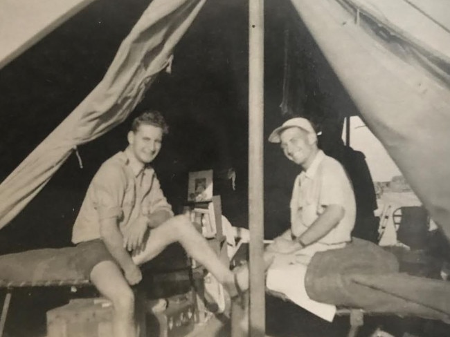 Max Ward, pictured left at the RAAF Camp in Onslow, Western Australia in October 1952.