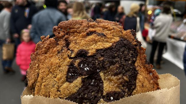 A classic choc chip cookie from Nectar Eater at the Hobart FarmGate Market. Picture Alix Davis for TasWeekend Indulge col