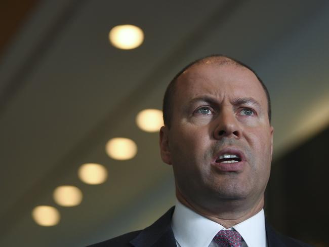 Australian Federal Treasurer Josh Frydenberg speaks to the media during a doorstop interview at Parliament House in Canberra, Tuesday, July 02, 2019. (AAP Image/Lukas Coch) NO ARCHIVING