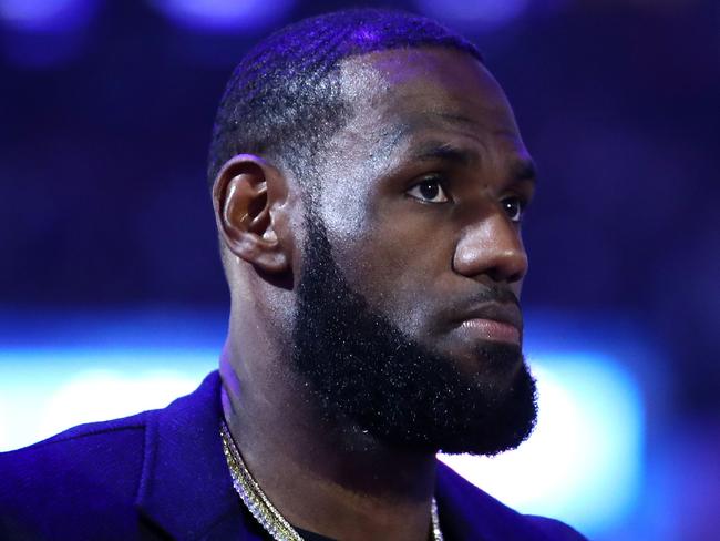 (FILES) In this file photo LeBron James #23 of the Los Angeles Lakers stands on the court injured during a time out in their game against the Golden State Warriors at Chase Center in San Francisco, California. - Basketball star LeBron James announced June 10 that he and several other professional athletes plan to found a charitable organization to protect black Americans' voting rights, five months ahead of the country's presidential election, The New York Times reported. (Photo by EZRA SHAW / GETTY IMAGES NORTH AMERICA / AFP)