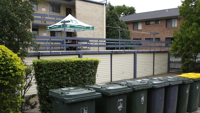 Bins around the property are believed to have been seized. Picture: Tertius Pickard