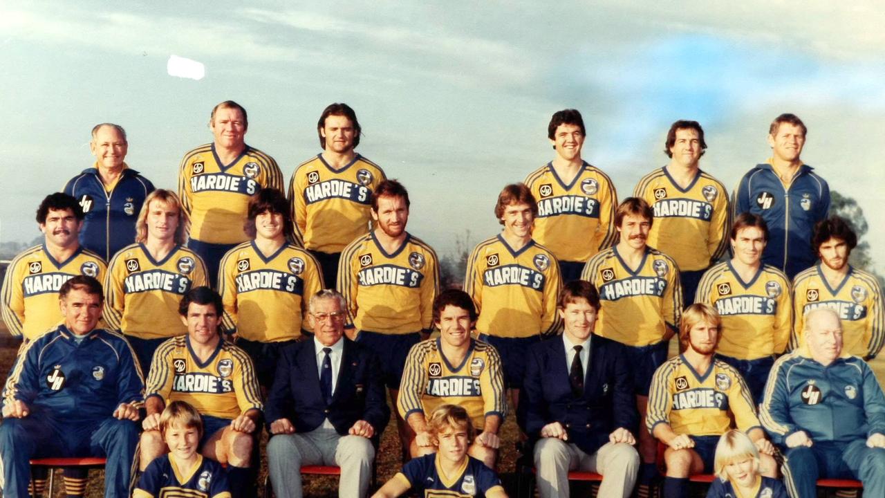 Official photograph of Parramatta’s 1981 premiership team. Paul Taylor is second from the right in the front row.