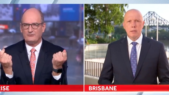 David Koch quizzed Defence Minister Peter Dutton on the ADF’s response to the northern NSW flooding crisis. Picture: Twitter-Sunrise 7