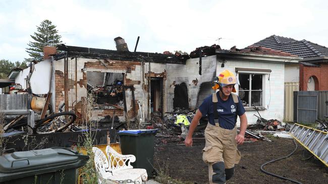 The victim’s home on Yorkshire Street, Grange, was destroyed. Picture: AAP/Dean Martin