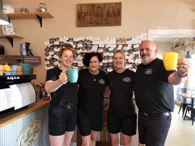 The Coffee Bar 4605, Murgon - Jenna Holznagel-bow, Helen Walker, Taylah Berlin, Shaun Walker. Photo: Holly Cormack.