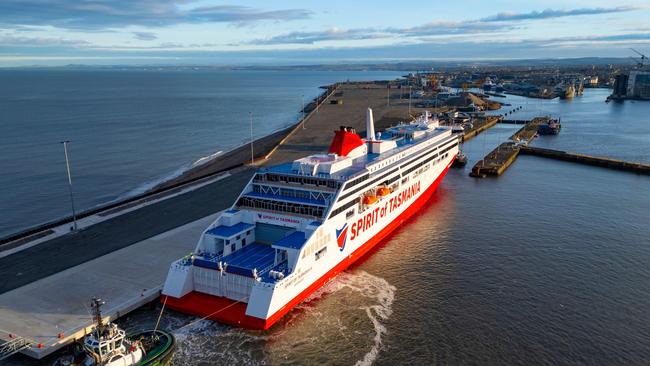 Alamy Live News. 2YRB7A1 Leith, Edinburgh, Scotland, UK.  3rd December, 2024.  The newly built Spirit of Tasmania IV passenger ferry arrives at Port of Leith to be. Mothballed for up to two years. The 212m-long dual-fuel  ferry will be stored at Port of Leith because it is too large to fit the existing berths in the Australian city of Devonport. It was moved from it?s shipyard in Finland because of winter pack ice. The controversy has been politicians resign and is being called the biggest State scandal in a decade.  Iain Masterton/Alamy Live News This is an Alamy Live News image and may not be part of your current Alamy deal . If you are unsure, please contact our sales team to check.