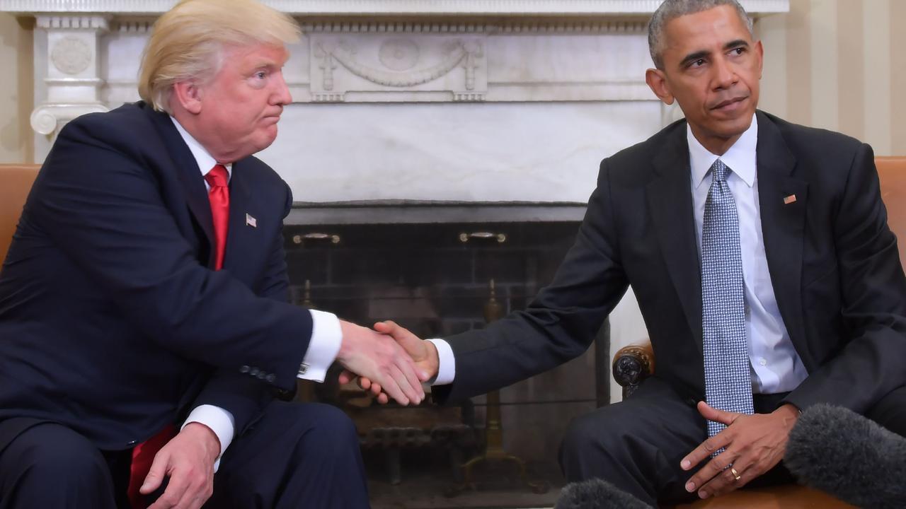 Donald Trump and Barack Obama in the Oval Office, during the transition between their two administrations. Picture: Jim Watson/AFP