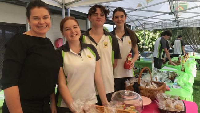 Trinity Lutheran College's Lauren Johnson, Chloe Flack, Connor James, Carlie Brown-Rigg manning the brownie stand at the polling booth. Picture: Kirstin Payne.