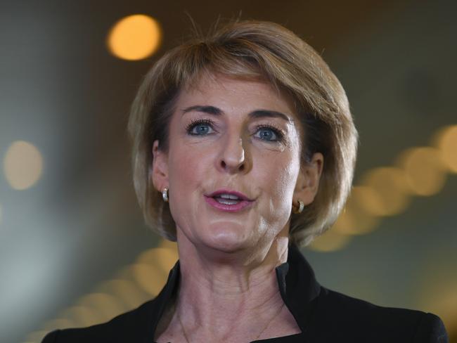 Employment Minister Michaelia Cash says a university degree “is not superior to a VET (Vocational Education and Training) pathway”. Picture: AAP Image/Lukas Coch