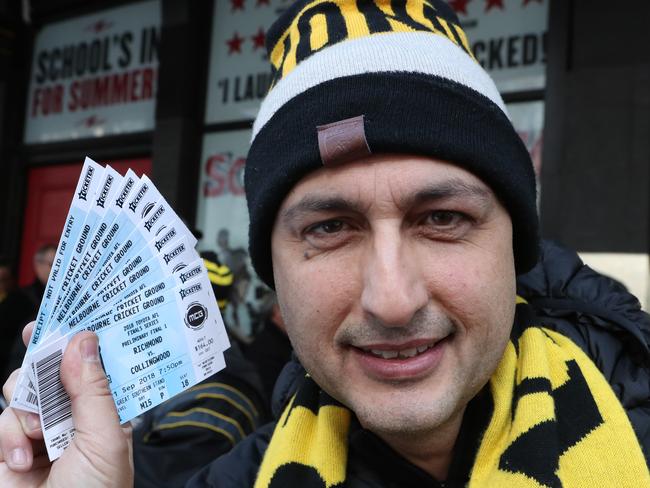 Dino Krommydas was one of the first in line to get tickets. Picture: David Crosling