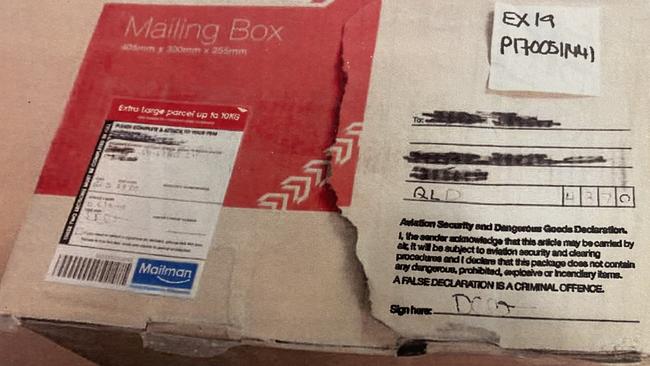 An example of boxes sent from Adelaide to Cairns containing bags of cannabis.