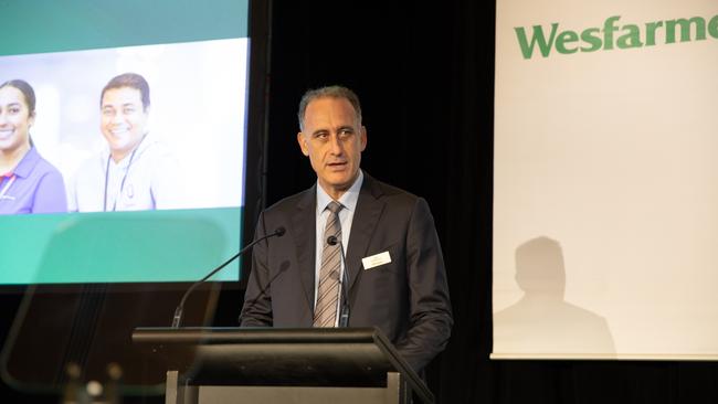 Wesfarmers CEO Rob Scott presenting at the company’s strategy day. Picture: David Berrie