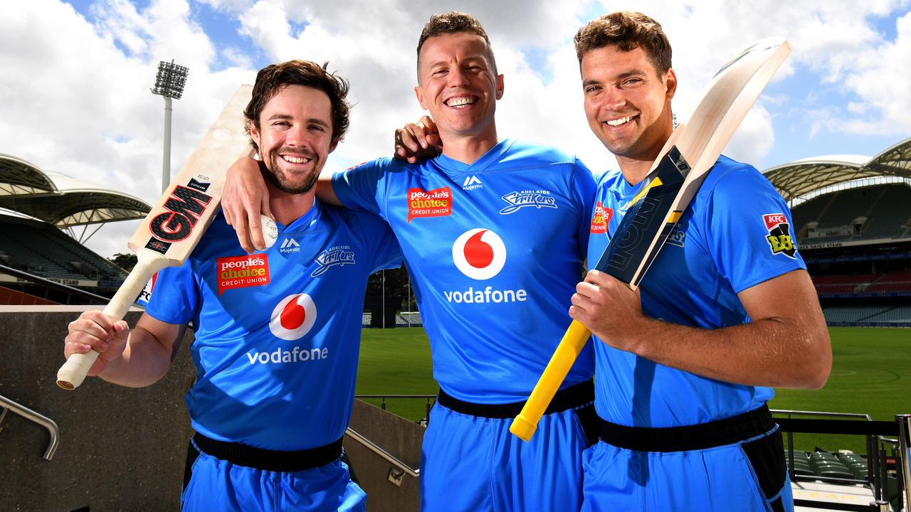 Travis Head, and Alex Carey, with Peter Siddle, could return for the BBL finals Picture: Tricia Watkinson