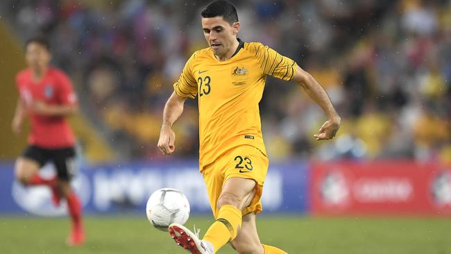 Tom Rogic of Australia controls the ball.