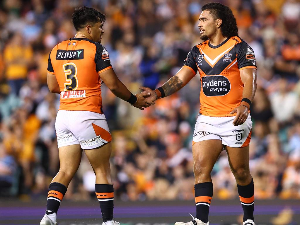 The Tigers picked up their first win of the season when they defeated the Sharks at Leichhardt Oval. Picture: Jeremy Ng/Getty Images