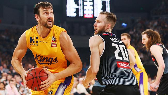 Andrew Bogut was kept quiet as the Kings went down in a tense affair. Picture: Getty