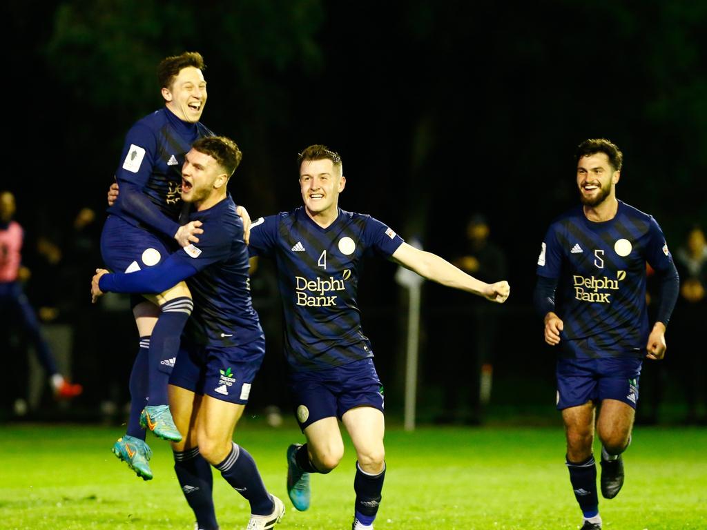 Chris Lucas (Left) Oakleigh Cannons. Picture credit: Football Queensland.