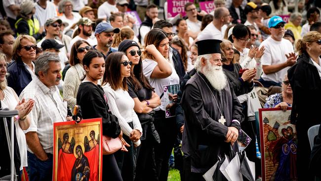 Anti-abortion protesters gathered in Adelaide on Saturday to protest against the Termination of Pregnancy bill, currently before SA Parliament. Picture: Mike Burton