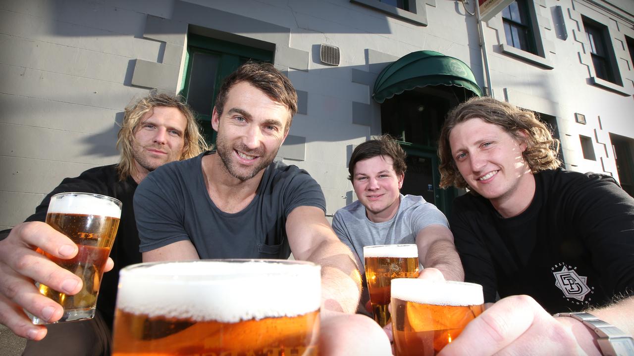 Corey Enright and locals have taken over the lease of The Bush Inn. Left: Mat Dyer, Corey Enright, Max McKay and Dean Trembath. picture: Glenn Ferguson