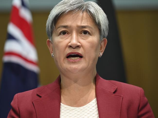 CANBERRA, AUSTRALIA, NewsWire Photos. MARCH 20, 2024: Minister for Foreign Affairs Penny Wong holds a press conference at Parliament House in Canberra. Picture: NCA NewsWire / Martin Ollman